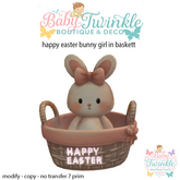 happy easter bunny girl in basket