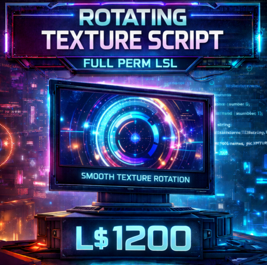 LSL Rotating Texture Script | Smooth Continuous Texture Rotation | Full Perm Second Life