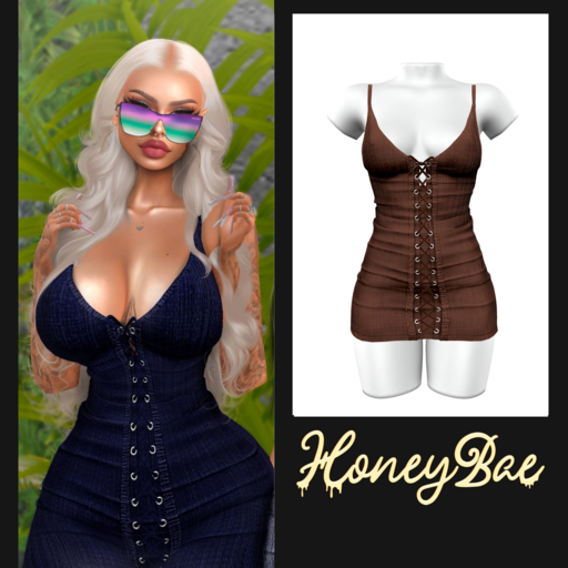 HONEYBAE~Brenda DenimDress .Brown