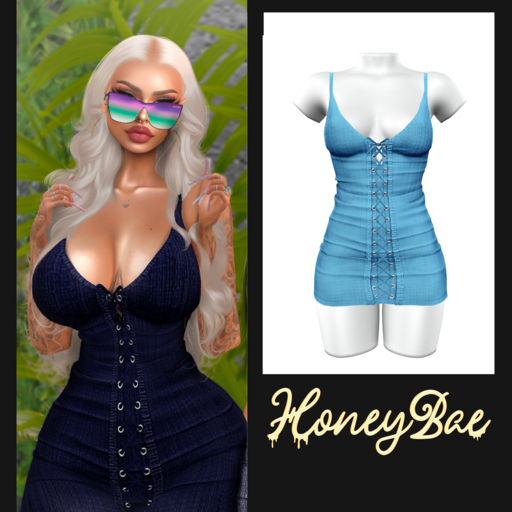 HONEYBAE~Brenda DenimDress .Sky