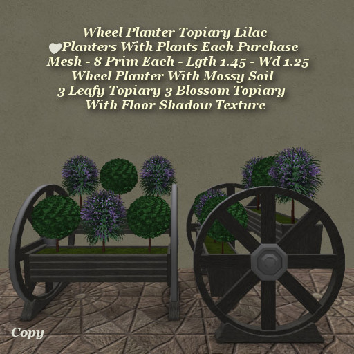 Wheel Planter Topiary Lilac1