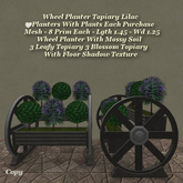Wheel Planter Topiary Lilac1