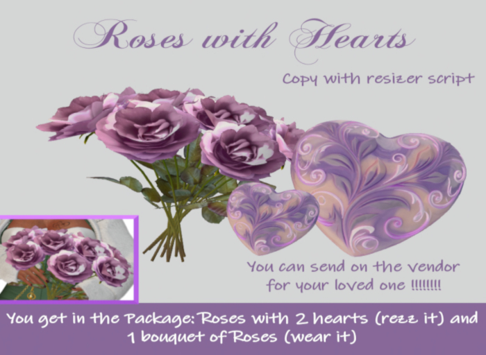 Roses bouquets with hearts VB
