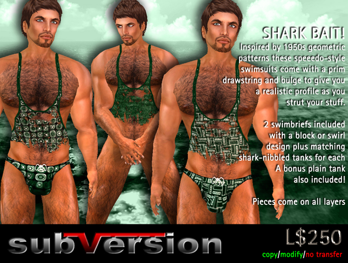 .~subVersion~. Geo-Patterned Swim Trunks  & Tank DARK GREEN