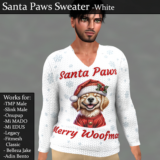 Santa Paws Sweater White