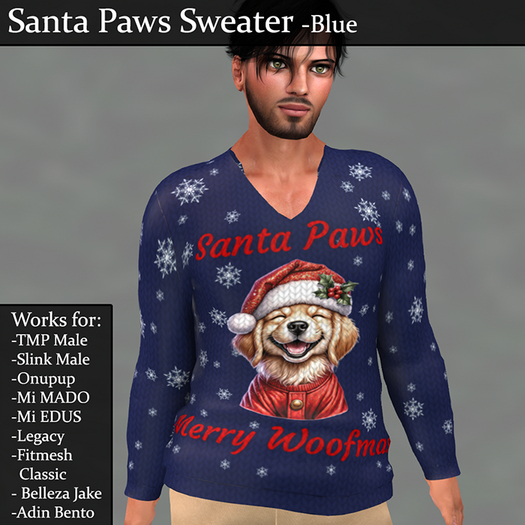 Santa Paws Sweater Blue