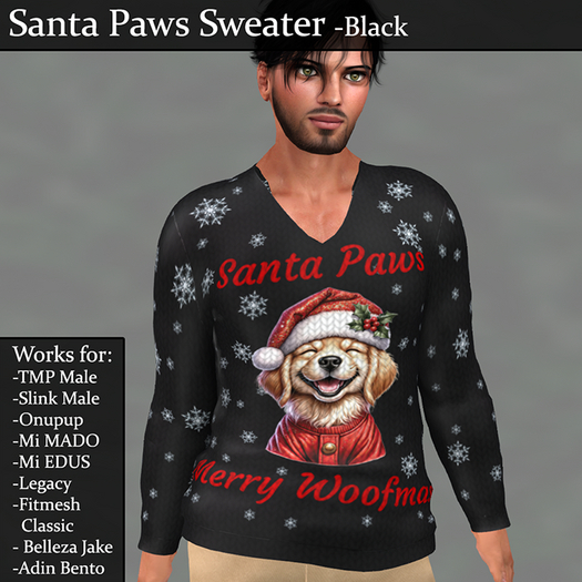 Santa Paws Sweater Black