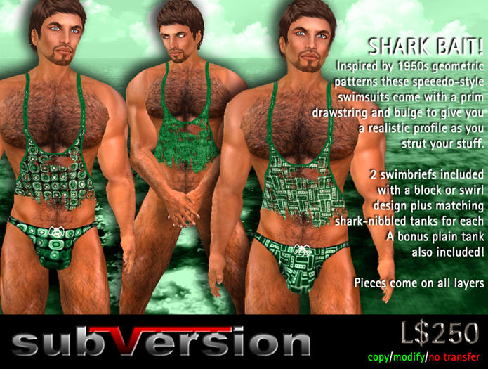 .~subVersion~. Geo-Patterned Swim Trunks  & Tank GREEN