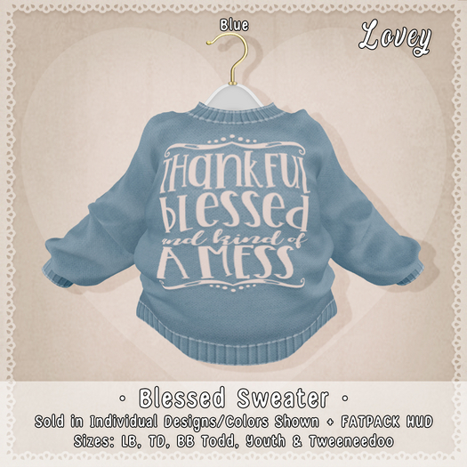 ;Lovey- Blessed Sweater - Blue