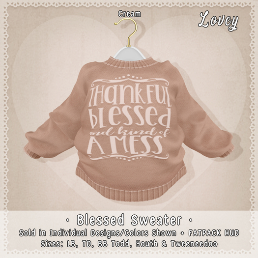 ;Lovey- Blessed Sweater - Cream