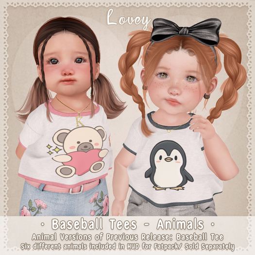 ;Lovey-  Baseball Tee - Animal - FATPACK