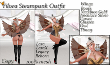 Vilora Steampunk Outfit - Wings, Corset, Boots, Owl & Accessories