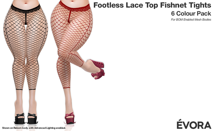 EVORA - Footless Lace Top Fishnet Tights