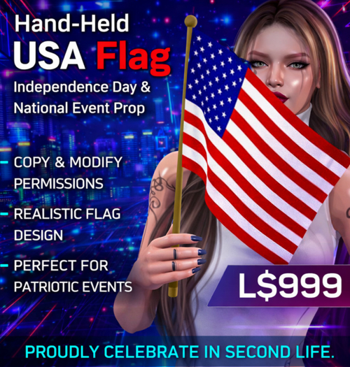 Hand-Held USA Flag – Independence Day & National Event Prop | Copy & Modify | Patriotic Accessory SL