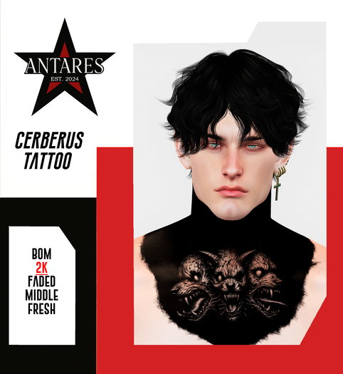>ANTARES < CERBERUS  NECK TATTOO