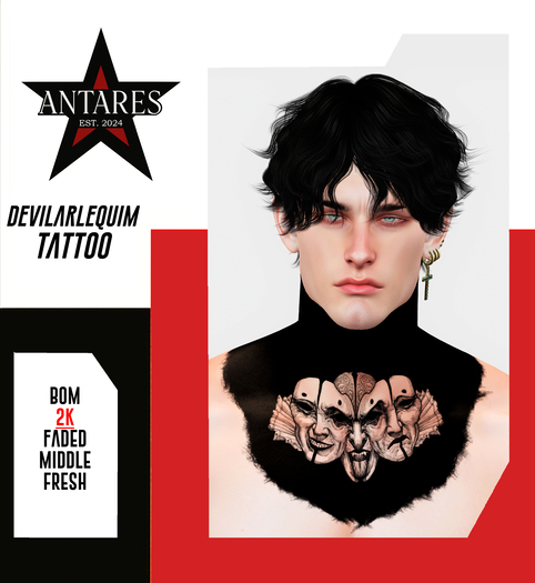 >ANTARES < DEVILARLEQUIM  NECK TATTOO