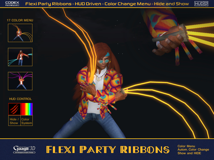 Gaagii 3D - Flexi Party Ribbons + HUD (Effect Accessory)