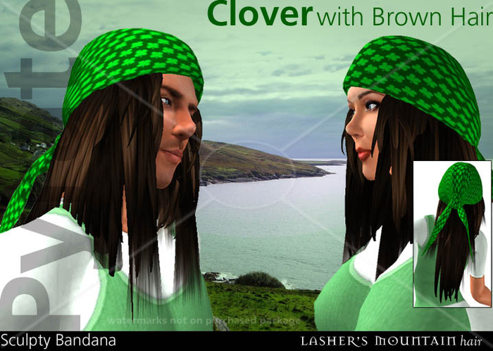 St Patricks 'Shamrock' Bandanna with Pyrate Brown Hair