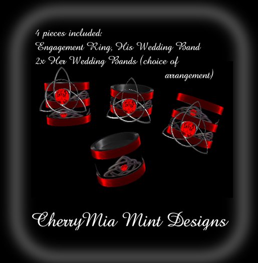 Triquetra Wedding Set - Ruby 