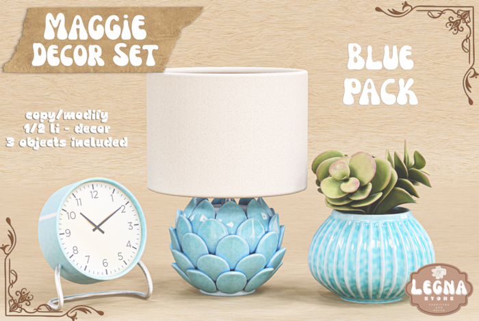 - Legna - Maggie Decor Set (Blue Pack)