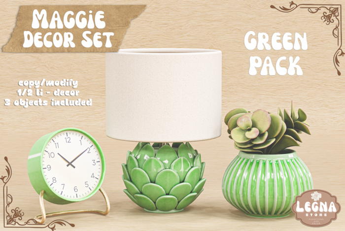 - Legna - Maggie Decor Set (Green Pack)