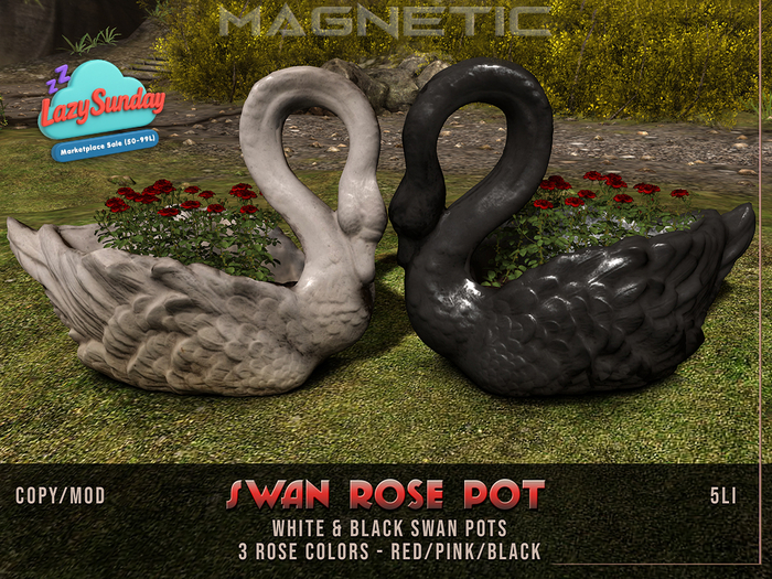 Magnetic - Swan Rose Pot 