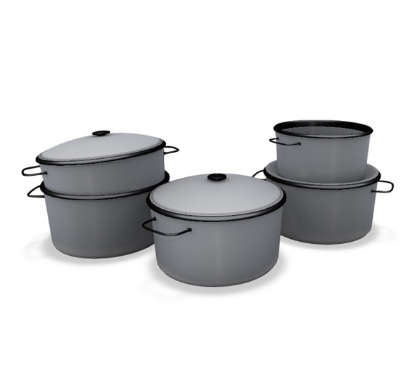 Second Spaces - Not Too Shabby Kitchen - enamel pots