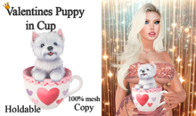 Valentines Puppy in Cup - Holdable Cute Mesh Accessory
