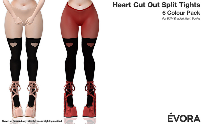 EVORA - Heart Cut Out Split Tights