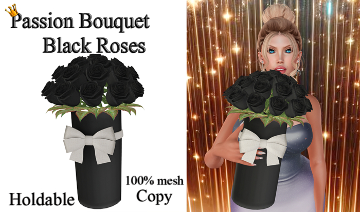 Passion Bouquet Black Roses - Gothic Holdable Flower Box