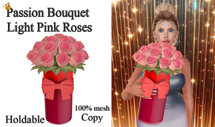 Passion Bouquet - Light Pink Roses [Holdable]