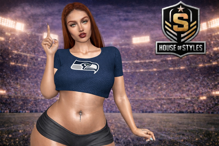 Seattle Seahawks Ladies Crop Tee (Navy)