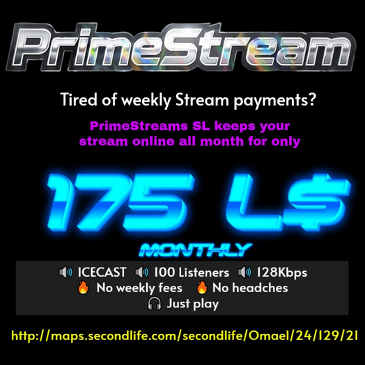 Second Life Marketplace - PrimeStream 288 - Stream Setup Data - Add Me
