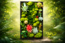 Verdant Wallscape Painting – Botanical Moss & Succulent Wall Art