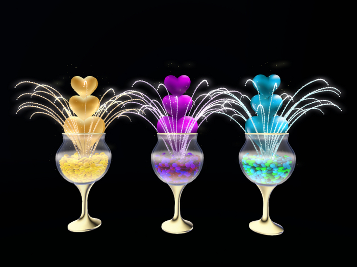 MC Valentine Sparkle Gold Glass Heart Planter Set