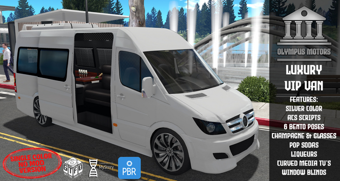 Silver Bus Vip Second Life Marketplace - Olympus Motors | Luxury VIP Van Bus Silver *PBR*