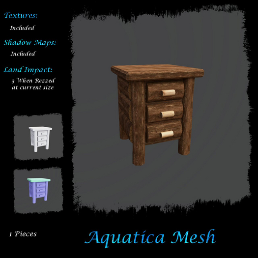 Aquatica Mesh - AM026275 Log Cabin Bedside Table