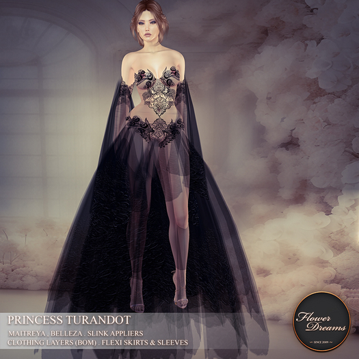 .:FlowerDreams:.Princess Turandot - black applier gown