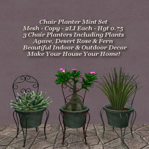 Chair Planter Mint Set1