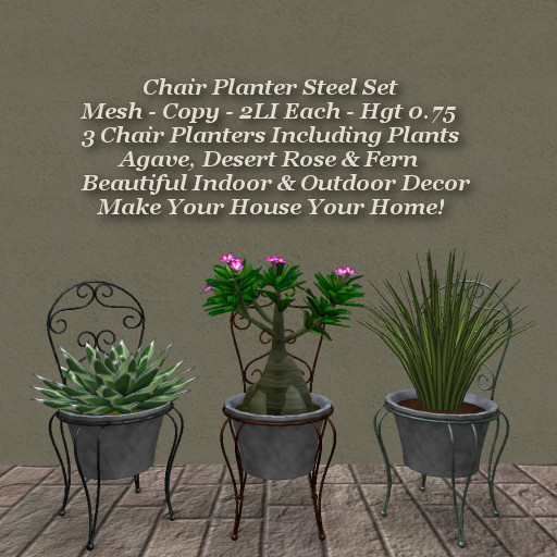Chair Planter Steel Set1