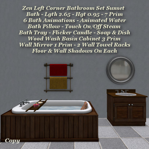 Zen Left Corner Bathroom Set Sunset1