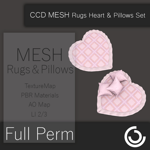 MESH Rugs Heart & Pillows Set