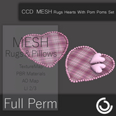 MESH Rugs Hearts With Pom Poms Set