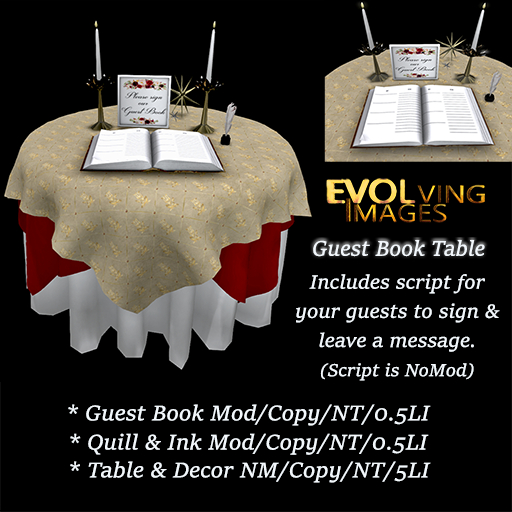 Red & Gold Accent Guest Book Table R3 Add/Wear Me