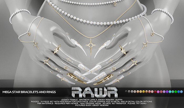 RAWR! Mega Star Bracelets and Rings (add me)