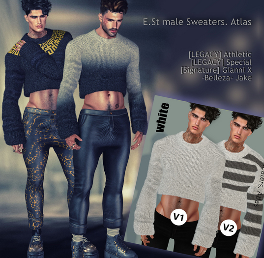 E.St male Sweaters. Atlas white
