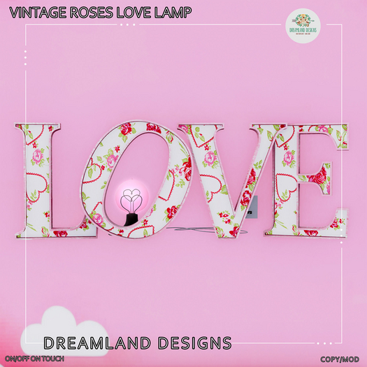 DD Vintage Roses Love Lamp Boxed