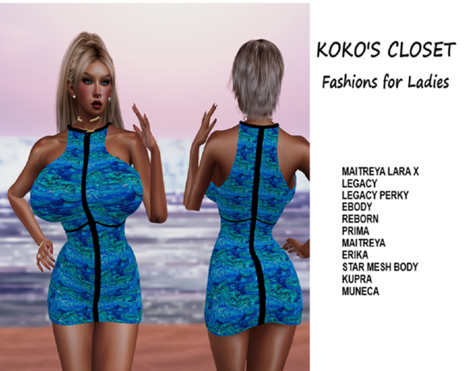 KOKO'S CLOSET OCEAN CURRENTS DRESS
