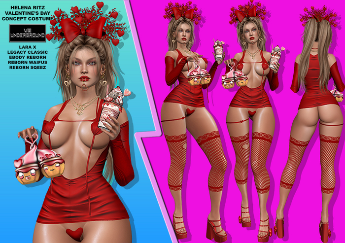 **DEMO**HELENA RITZ VALENTINE'S DAY COSTUME COMPLETE OUTFIT**