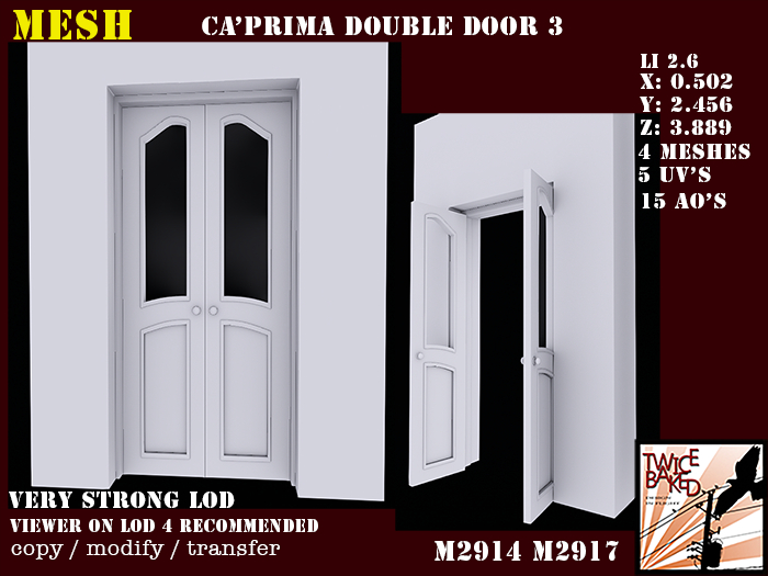"TB" CaPrima beautiful double door type 3 M2914 M2917